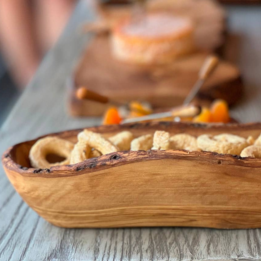 Italian Olivewood Boat Bowl - Live Edge